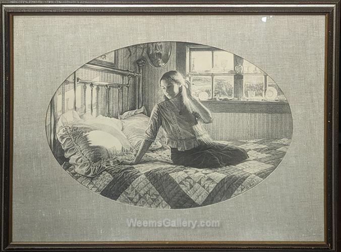 Untitled Girl on Quilt 8/50 by Steve Hanks